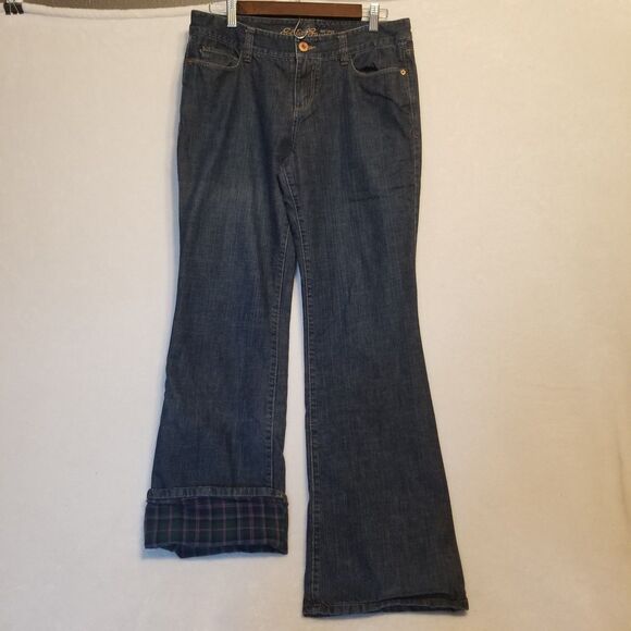 Eddie Bauer Denim - Eddie Bauer 6 Jeans Flannel Lined Straight Leg Dark Wash Workwear Outdoors Chore